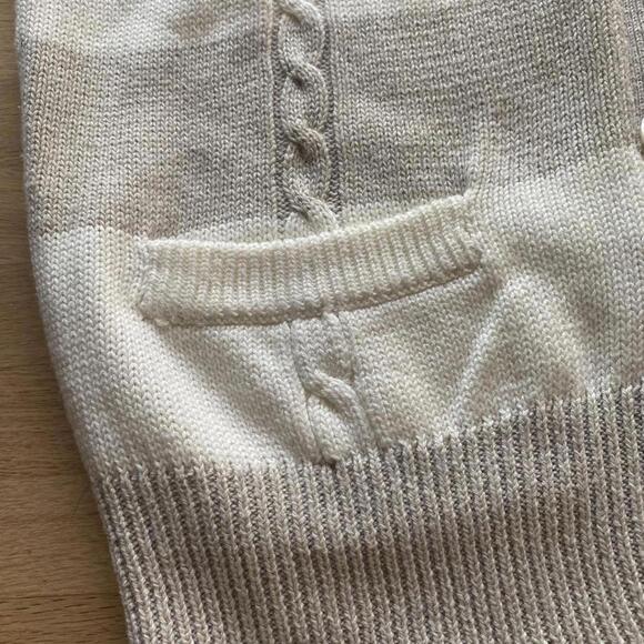 Vintage linen cotton chunky cable knit neutral coastal preppy bougie cardigan - Picture 3 of 6